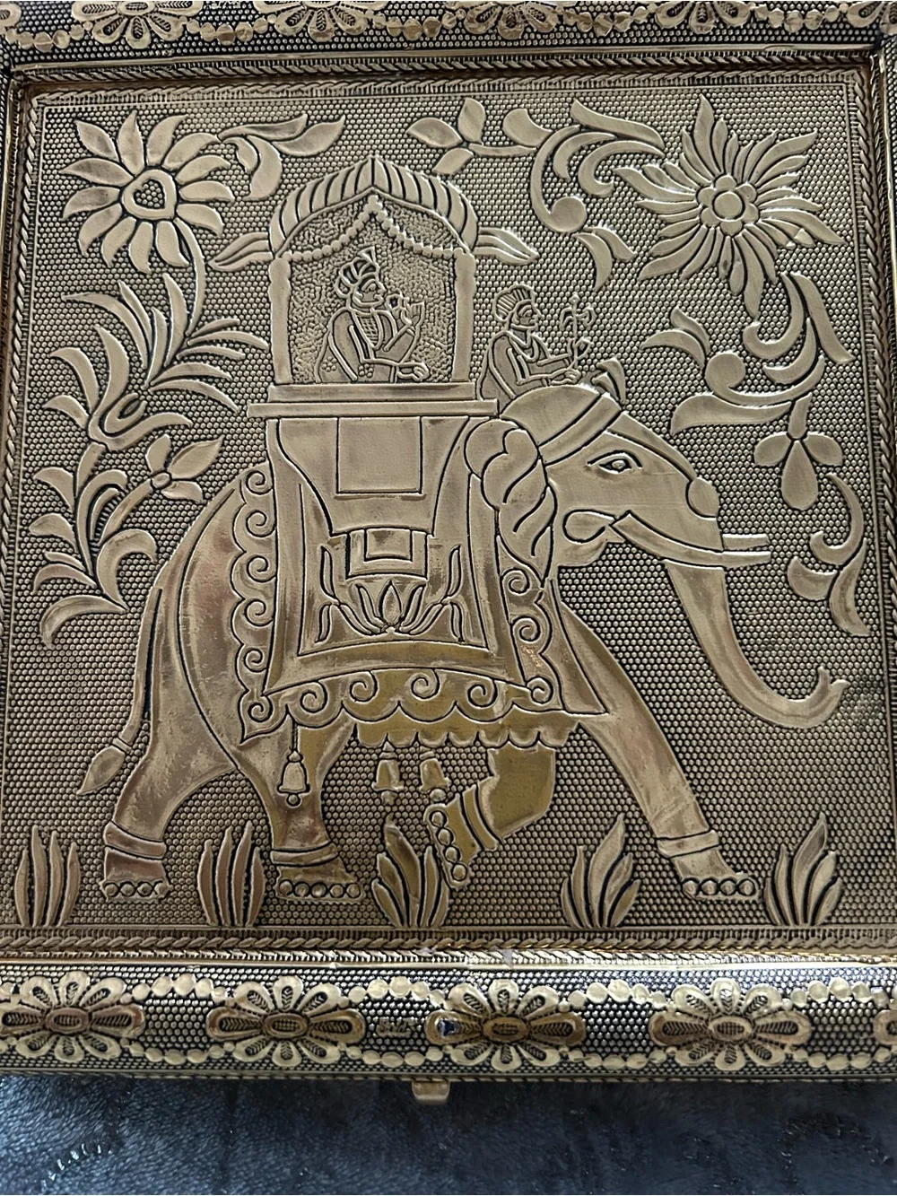 NWT Crafted in India, Gold-Tone Decorative Wooden Keepsake/Storage Box